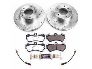 ES#4675403 - K8475-26 - Power Stop Z26 Extreme Street Warrior Front Brake Kit (315mm) - An ultra-high-performance front axle upgrade package featuring precision cross-drilled & slotted rotors, extreme thermal-stability carbon-fiber ceramic pads, and replacement electronic wear sensors. - Power Stop - Mercedes Benz