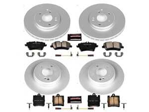 ES#3988828 - CRK2783 - Power Stop Z23 Evolution Sport Coated Front & Rear Brake Kit (300mm/290mm) - A complete 4-wheel premium restoration and upgrade package featuring genuine GEOMET coated smooth iron rotors, low-dust carbon-fiber ceramic performance pads, and replacement electronic wear sensors. - Power Stop - Mercedes Benz