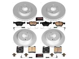 ES#3988830 - CRK2785 - Power Stop Z23 Evolution Sport Coated Front & Rear Brake Kit (300mm/290mm) - A complete 4-wheel premium restoration and upgrade package featuring genuine GEOMET coated smooth iron rotors, low-dust carbon-fiber ceramic performance pads, and a comprehensive set of replacement electronic wear sensors. - Power Stop - Mercedes Benz