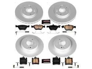 ES#3988832 - CRK2790 - Power Stop Z23 Evolution Sport Coated Front & Rear Brake Kit (300mm/290mm) - A complete 4-wheel premium restoration and upgrade package featuring genuine GEOMET coated smooth iron rotors, low-dust carbon-fiber ceramic performance pads, and replacement electronic wear sensors. - Power Stop - Mercedes Benz