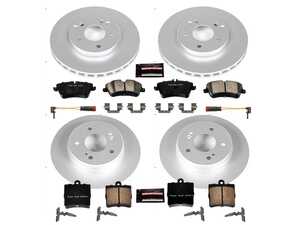 ES#3988838 - CRK2812 - Power Stop Z23 Evolution Sport Coated Front & Rear Brake Kit (288mm/278mm) - A complete 4-wheel premium restoration and upgrade package featuring genuine GEOMET coated smooth high-carbon rotors, low-dust carbon-fiber ceramic performance pads, and a replacement electronic wear sensor. - Power Stop - Mercedes Benz