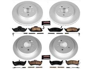 ES#3988840 - CRK2833 - Power Stop Z23 Evolution Sport Coated Front & Rear Brake Kit (303mm/285mm) - A complete 4-wheel premium restoration and upgrade package featuring genuine GEOMET coated smooth iron rotors, low-dust carbon-fiber ceramic performance pads, and replacement electronic wear sensors. - Power Stop - Mercedes Benz