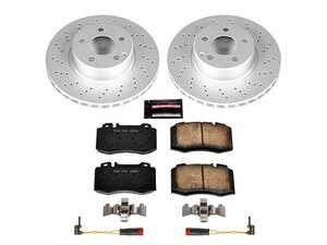ES#3988850 - CRK2932 - Power Stop Z23 Evolution Sport Coated Front Brake Kit (312mm) - A premium front-axle performance upgrade and restoration package featuring genuine GEOMET fully coated smooth high-carbon iron vented rotors, low-dust carbon-fiber ceramic road pads, and matching electronic wear sensors. - Power Stop - Mercedes Benz