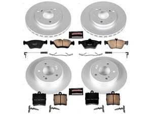 ES#3988907 - CRK4417 - Power Stop Z23 Evolution Sport Coated Front & Rear Brake Kit (288mm/278mm) - A complete 4-wheel premium restoration and upgrade package featuring genuine GEOMET coated smooth iron rotors, low-dust carbon-fiber ceramic performance pads, and replacement electronic wear sensors. - Power Stop - Mercedes Benz