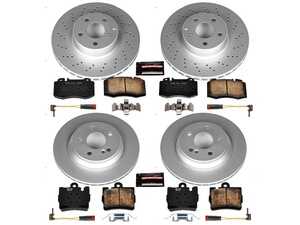 ES#3988909 - CRK4455 - Power Stop Z23 Evolution Sport Coated Front & Rear Brake Kit - A complete 4-wheel performance upgrade and restoration package featuring genuine GEOMET fully coated smooth high-carbon iron rotors, low-dust carbon-fiber ceramic road pads, and premium installation hardware. - Power Stop - Mercedes Benz