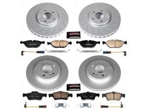 ES#3988914 - CRK4507 - Power Stop Z23 Evolution Sport Coated Front & Rear Brake Kit (330mm/300mm) - A premium 4-wheel restoration and upgrade package featuring genuine GEOMET coated smooth high-carbon vented rotors, low-dust carbon-fiber ceramic performance pads, and a complete set of replacement electronic wear sensors. - Power Stop - Mercedes Benz