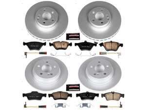 ES#3988915 - CRK4511 - Power Stop Z23 Evolution Sport Coated Front & Rear Brake Kit (304mm/300mm) - A complete 4-wheel performance upgrade and restoration package featuring genuine GEOMET fully coated smooth high-carbon iron rotors, low-dust carbon-fiber ceramic road pads, and matching electronic wear sensors. - Power Stop - Mercedes Benz
