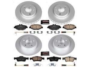 ES#3988918 - CRK4514 - Power Stop Z23 Evolution Sport Coated Front & Rear Brake Kit - A complete 4-wheel performance upgrade and restoration package featuring genuine GEOMET fully coated smooth high-carbon iron rotors, low-dust carbon-fiber ceramic road pads, and premium installation hardware. - Power Stop - Mercedes Benz