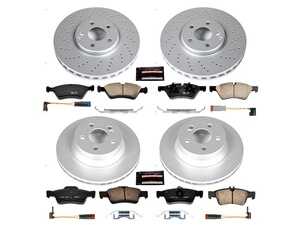 ES#3988920 - CRK4516 - Power Stop Z23 Evolution Sport Coated Front & Rear Brake Kit (330mm/300mm) - A premium 4-wheel restoration and upgrade package featuring genuine GEOMET coated smooth high-carbon vented rotors, low-dust carbon-fiber ceramic performance pads, and a complete set of replacement electronic wear sensors. - Power Stop - Mercedes Benz