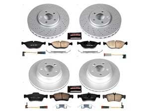 ES#3988921 - CRK4517 - Power Stop Z23 Evolution Sport Coated Front & Rear Brake Kit (330mm/300mm) - A premium 4-wheel restoration and upgrade package featuring genuine GEOMET coated smooth high-carbon vented rotors, low-dust carbon-fiber ceramic performance pads, and a complete set of replacement electronic wear sensors. - Power Stop - Mercedes Benz