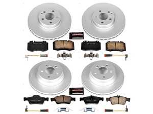 ES#3988926 - CRK4522 - Power Stop Z23 Evolution Sport Coated Front & Rear Brake Kit (330mm/300mm) - A premium 4-wheel restoration and upgrade package featuring genuine GEOMET coated smooth high-carbon iron rotors, low-dust carbon-fiber ceramic performance pads, and a complete set of replacement electronic wear sensors. - Power Stop - Mercedes Benz