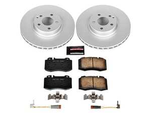 ES#3988975 - CRK5241 - Power Stop Z23 Evolution Sport Coated Front Brake Kit (330mm) - A premium front-axle restoration and upgrade package featuring genuine GEOMET coated smooth high-carbon iron rotors, low-dust carbon-fiber ceramic performance pads, and a replacement electronic wear sensor. - Power Stop - Mercedes Benz