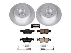 ES#3988986 - CRK5321 - Power Stop Z23 Evolution Sport Coated Rear Brake Kit (300mm) - A premium rear-axle restoration and upgrade package featuring genuine GEOMET coated smooth high-carbon iron rotors, low-dust carbon-fiber ceramic performance pads, and a replacement electronic wear sensor. - Power Stop - Mercedes Benz