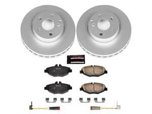 ES#3988990 - CRK5325 - Power Stop Z23 Evolution Sport Coated Front Brake Kit (295mm) - A premium front-axle performance upgrade and restoration package featuring genuine GEOMET fully coated smooth high-carbon iron vented rotors, low-dust carbon-fiber ceramic road pads, and matching electronic wear sensors. - Power Stop - Mercedes Benz