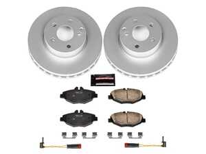 ES#3988991 - CRK5326 - Power Stop Z23 Evolution Sport Coated Front Brake Kit (295mm) - A premium front-axle performance upgrade and restoration package featuring genuine GEOMET fully coated smooth high-carbon iron vented rotors, low-dust carbon-fiber ceramic road pads, and matching electronic wear sensors. - Power Stop - Mercedes Benz