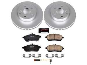 ES#3989046 - CRK5790 - Power Stop Z23 Evolution Sport Coated Front Brake Kit (295mm) - A premium front-axle performance upgrade and restoration package featuring genuine GEOMET fully coated smooth high-carbon iron vented rotors, low-dust carbon-fiber ceramic road pads, and a replacement electronic wear sensor. - Power Stop - Mercedes Benz