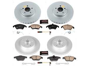 ES#3989049 - CRK5793 - Power Stop Z23 Evolution Sport Coated Front & Rear Brake Kit (322mm/300mm) - A premium complete 4-wheel performance upgrade and restoration package featuring genuine GEOMET fully coated smooth high-carbon iron vented rotors, low-dust carbon-fiber ceramic pads, and matching electronic wear sensors. - Power Stop - Mercedes Benz