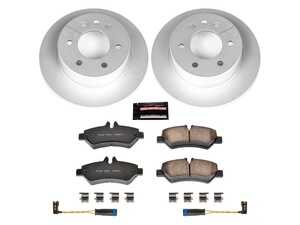 ES#3989120 - CRK6197 - Power Stop Z23 Evolution Sport Coated Rear Brake Kit (298mm / Solid) - A premium rear-axle performance upgrade and restoration package featuring genuine GEOMET fully coated smooth high-carbon iron solid rotors, low-dust carbon-fiber ceramic road pads, and matching electronic wear sensors. - Power Stop - Mercedes Benz