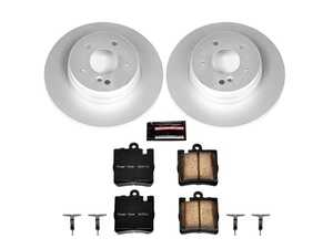 ES#3989122 - CRK620 - Power Stop Z23 Evolution Sport Coated Rear Brake Kit (290mm) - A premium rear-axle restoration and upgrade package featuring genuine Geomet coated smooth high-carbon solid rotors, low-dust carbon-fiber ceramic performance pads, and a replacement electronic wear sensor. - Power Stop - Mercedes Benz