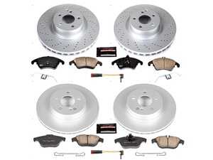 ES#3989125 - CRK6206 - Power Stop Z23 Evolution Sport Coated Front & Rear Brake Kit (344mm/300mm) - A premium complete 4-wheel performance upgrade and restoration package featuring genuine GEOMET fully coated smooth high-carbon iron vented rotors, low-dust carbon-fiber ceramic road pads, and matching electronic wear sensors. - Power Stop - Mercedes Benz