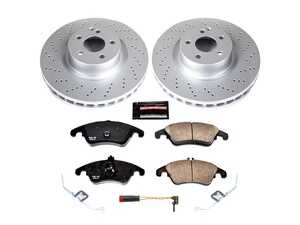 ES#3989126 - CRK6207 - Power Stop Z23 Evolution Sport Coated Front Brake Kit (344mm) - A premium front-axle performance upgrade and restoration package featuring genuine GEOMET fully coated smooth high-carbon iron vented rotors, low-dust carbon-fiber ceramic road pads, and a matching electronic wear sensor. - Power Stop - Mercedes Benz