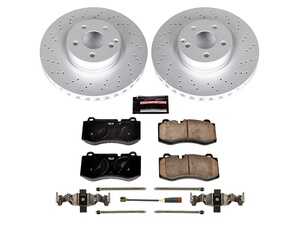 ES#3989130 - CRK6231 - Power Stop Z23 Evolution Sport Coated Front Brake Kit (335mm) - A premium front-axle performance upgrade and restoration package featuring genuine GEOMET fully coated smooth high-carbon iron vented rotors, low-dust carbon-fiber ceramic road pads, and a matching electronic wear sensor. - Power Stop - Mercedes Benz