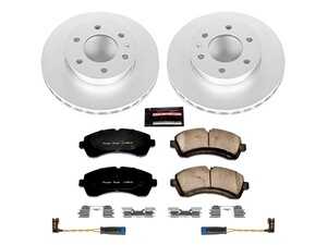 ES#3989132 - CRK6234 - Power Stop Z23 Evolution Sport Coated Front Brake Kit (300mm) - A premium front-axle performance upgrade and restoration package featuring genuine GEOMET fully coated smooth high-carbon iron vented rotors, low-dust carbon-fiber ceramic road pads, and matching electronic wear sensors. - Power Stop - Mercedes Benz