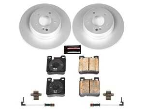 ES#3989135 - CRK624 - Power Stop Z23 Evolution Sport Coated Rear Brake Kit (290mm) - A premium rear-axle restoration and upgrade package featuring genuine Geomet coated smooth high-carbon solid rotors, low-dust carbon-fiber ceramic performance pads, and a set of replacement electronic wear sensors. - Power Stop - Mercedes Benz