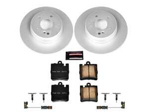 ES#3989137 - CRK627 - Power Stop Z23 Evolution Sport Coated Rear Brake Kit (290mm) - A premium rear-axle restoration and upgrade package featuring genuine Geomet coated smooth high-carbon solid rotors, low-dust carbon-fiber ceramic performance pads, and a pair of replacement electronic wear sensors. - Power Stop - Mercedes Benz