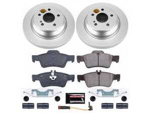 ES#4675017 - CRK6566 - Power Stop Z23 Evolution Sport Coated Rear Brake Kit - A premium rear-axle performance upgrade and restoration package featuring genuine GEOMET fully coated smooth high-carbon iron solid rotors, low-dust carbon-fiber ceramic road pads, and an included replacement electronic wear sensor. - Power Stop - Mercedes Benz