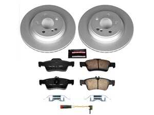 ES#3989163 - CRK6567 - Power Stop Z23 Evolution Sport Coated Rear Brake Kit (300mm) - A premium rear-axle performance upgrade and restoration package featuring genuine GEOMET fully coated smooth high-carbon iron vented rotors, low-dust carbon-fiber ceramic road pads, and a matching electronic wear sensor. - Power Stop - Mercedes Benz