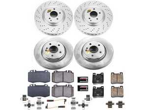 ES#4675020 - CRK6586 - Power Stop Z23 Evolution Sport Coated Front & Rear Brake Kit (345mm/300mm) - A premium 4-wheel upgrade package featuring high-carbon smooth Geomet coated performance vented rotors, low-dust carbon-fiber ceramic pads, and replacement electronic wear sensors. - Power Stop - Mercedes Benz