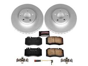 ES#3989168 - CRK6599 - Power Stop Z23 Evolution Sport Coated Front Brake Kit (330mm) - A premium front-axle performance upgrade and restoration package featuring genuine GEOMET fully coated smooth high-carbon iron vented rotors, low-dust carbon-fiber ceramic road pads, and a matching electronic wear sensor. - Power Stop - Mercedes Benz