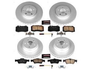 ES#3989169 - CRK6600 - Power Stop Z23 Evolution Sport Coated Front & Rear Brake Kit (330mm/300mm) - A complete 4-wheel premium restoration and upgrade package featuring genuine GEOMET? coated smooth high-carbon iron rotors, low-dust carbon-fiber ceramic performance pads, and replacement electronic wear sensors. - Power Stop - Mercedes Benz