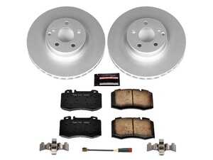 ES#3989170 - CRK6601 - Power Stop Z23 Evolution Sport Coated Front Brake Kit (330mm) - A premium front-axle performance upgrade and restoration package featuring genuine GEOMET fully coated smooth high-carbon iron vented rotors, low-dust carbon-fiber ceramic road pads, and a matching electronic wear sensor. - Power Stop - Mercedes Benz