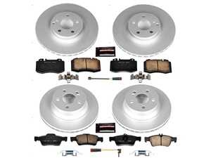 ES#3989171 - CRK6602 - Power Stop Z23 Evolution Sport Coated Front & Rear Brake Kit (330mm/300mm) - A complete 4-wheel premium restoration and upgrade package featuring genuine GEOMET coated smooth high-carbon iron rotors, low-dust carbon-fiber ceramic performance pads, and replacement electronic wear sensors. - Power Stop - Mercedes Benz