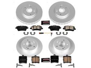 ES#3989189 - CRK6703 - Power Stop Z23 Evolution Sport Coated Front & Rear Brake Kit (300mm/278mm) - A premium 4-wheel restoration and upgrade package featuring genuine GEOMET coated smooth high-carbon iron rotors, low-dust carbon-fiber ceramic performance pads, and a replacement front electronic wear sensor. - Power Stop - Mercedes Benz