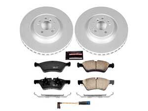 ES#3989192 - CRK6706 - Power Stop Z23 Evolution Sport Coated Front Brake Kit (350mm) - A premium front-axle restoration and upgrade package featuring genuine GEOMET coated smooth high-carbon iron rotors, low-dust carbon-fiber ceramic performance pads, and a replacement electronic wear sensor. - Power Stop - Mercedes Benz