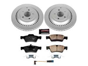 ES#3989194 - CRK6708 - Power Stop Z23 Evolution Sport Coated Rear Brake Kit (330mm) - A premium rear-axle performance upgrade and restoration package featuring genuine GEOMET fully coated smooth high-carbon iron vented rotors, low-dust carbon-fiber ceramic road pads, and matching electronic wear sensors. - Power Stop - Mercedes Benz