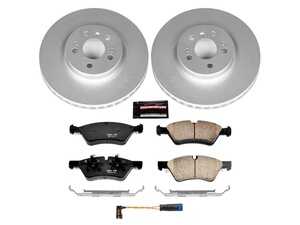 ES#3989195 - CRK6709 - Power Stop Z23 Evolution Sport Coated Front Brake Kit (330mm) - A premium front-axle restoration and upgrade package featuring genuine GEOMET coated smooth high-carbon iron rotors, low-dust carbon-fiber ceramic performance pads, and a replacement electronic wear sensor. - Power Stop - Mercedes Benz
