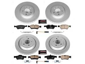 ES#3989197 - CRK6711 - Power Stop Z23 Evolution Sport Coated Front & Rear Brake Kit (330mm/330mm) - A complete 4-wheel premium restoration and upgrade package featuring genuine GEOMET coated smooth high-carbon iron rotors, low-dust carbon-fiber ceramic performance pads, and replacement electronic wear sensors. - Power Stop - Mercedes Benz
