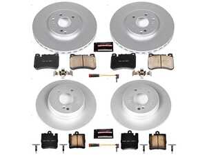 ES#3989200 - CRK6714 - Power Stop Z23 Evolution Sport Coated Front & Rear Brake Kit (330mm/290mm) - A complete 4-wheel premium restoration and upgrade package featuring genuine GEOMET coated smooth high-carbon iron rotors, low-dust carbon-fiber ceramic performance pads, and replacement electronic wear sensors. - Power Stop - Mercedes Benz