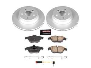 ES#3989201 - CRK6715 - Power Stop Z23 Evolution Sport Coated Rear Brake Kit (300mm/Vented) - A premium rear-axle performance upgrade and restoration package featuring genuine GEOMET fully coated smooth high-carbon iron vented rotors, low-dust carbon-fiber ceramic road pads, and a matching electronic wear sensor. - Power Stop - Mercedes Benz