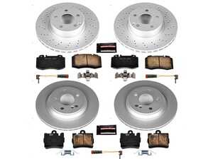 ES#3989211 - CRK6746 - Power Stop Z23 Evolution Sport Coated Front & Rear Brake Kit (330mm/300mm) - A complete 4-wheel premium restoration and upgrade package featuring genuine GEOMET coated smooth high-carbon iron rotors, low-dust carbon-fiber ceramic performance pads, and replacement electronic wear sensors. - Power Stop - Mercedes Benz