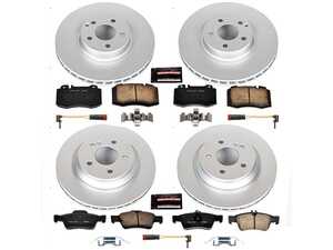 ES#3989214 - CRK6751 - Power Stop Z23 Evolution Sport Coated Front & Rear Brake Kit (330mm/300mm) - A complete 4-wheel premium restoration and upgrade package featuring genuine GEOMET coated smooth high-carbon iron rotors, low-dust carbon-fiber ceramic performance pads, and replacement electronic wear sensors. - Power Stop - Mercedes Benz