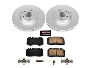 ES#3989215 - CRK6752 - Power Stop Z23 Evolution Sport Coated Front Brake Kit (330mm) - A premium front axle upgrade package featuring high-carbon smooth Geomet coated performance rotors, low-dust carbon-fiber ceramic pads, and a replacement electronic wear sensor. - Power Stop - Mercedes Benz