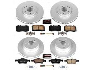 ES#3989216 - CRK6753 - Power Stop Z23 Evolution Sport Coated Front & Rear Brake Kit (330mm/300mm) - A premium 4-wheel restoration and upgrade package featuring genuine GEOMET coated smooth high-carbon iron rotors, low-dust carbon-fiber ceramic performance pads, and replacement electronic wear sensors. - Power Stop - Mercedes Benz