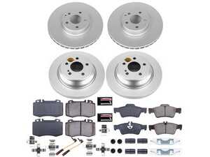 ES#4675027 - CRK6754 - Power Stop Z23 Evolution Sport Coated Front & Rear Brake Kit (330mm/300mm) - A premium 4-wheel restoration and upgrade package featuring genuine GEOMET coated smooth high-carbon iron rotors, low-dust carbon-fiber ceramic performance pads, and integrated electronic wear sensors. - Power Stop - Mercedes Benz
