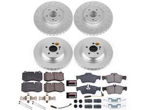 ES#4675028 - CRK6756 - Power Stop Z23 Evolution Sport Coated Front & Rear Brake Kit (350mm/320mm) - A premium 4-wheel restoration and upgrade package featuring genuine GEOMET? coated smooth high-carbon iron rotors, low-dust carbon-fiber ceramic performance pads, and a replacement set of electronic wear sensors. - Power Stop - Mercedes Benz