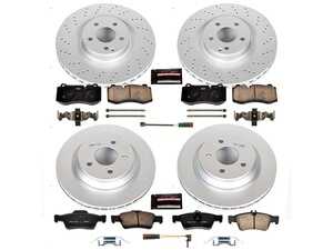 ES#3989218 - CRK6757 - Power Stop Z23 Evolution Sport Coated Front & Rear Brake Kit (350mm/300mm) - A premium 4-wheel restoration and upgrade package featuring genuine GEOMET coated smooth high-carbon iron rotors, low-dust carbon-fiber ceramic performance pads, and replacement electronic wear sensors. - Power Stop - Mercedes Benz